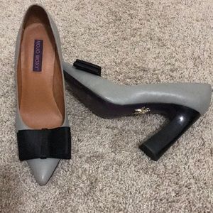 Gray with Black bow heels